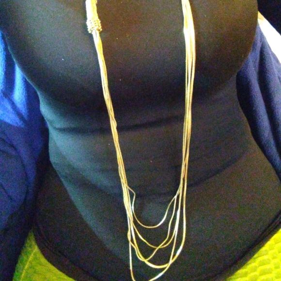 Chicos Extra long length multi silver chain ornamental high end necklace - Picture 2 of 3